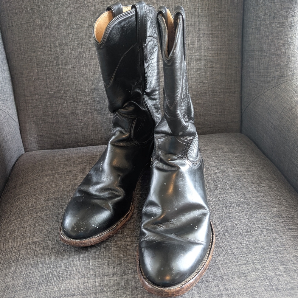 Men's Size 6.5 D Black Leather Western Boots